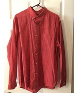 Van Heusen Button-Down Shirt Red Stripe Classic Fit Men&#39;s 17 17.5 Sz XL - $23.05 CAD