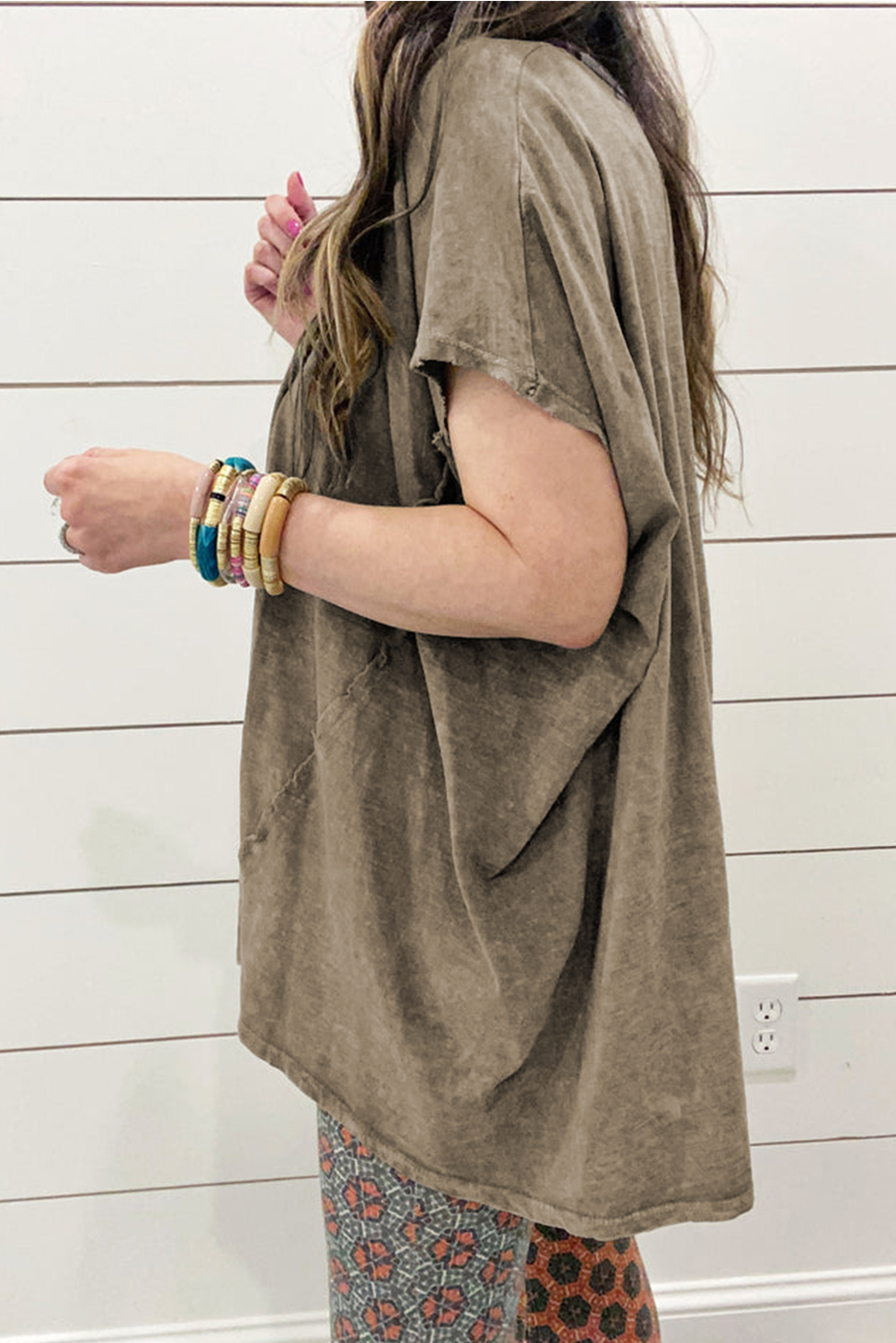 Sage Green Vintage Washed Short Dolman Sleeve Oversized T Shirt Item image 2