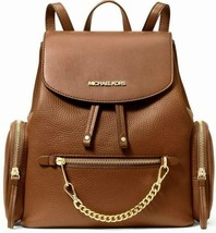 MICHAEL KORS JET SET MEDIUM BACKPACK GOLD CHAIN LUGGAGE BROWN LEATHER BA... - £186.32 GBP