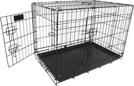 Foldable Double Door Dog Crate With Leak-Proof Track, 24-Inch - $33.99