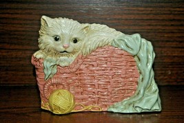 Vintage Cast Iron Cat Kitten with Yarn in Basket Doorstop 6.5&quot; w x 4.75&quot; t NIB - £23.76 GBP