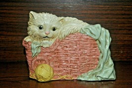 Vintage Cast Iron Cat Kitten with Yarn in Basket Doorstop 6.5&quot; w x 4.75&quot; t NIB - £23.96 GBP