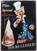 Uncle Sam Flies Spread Disease Propaganda Metal Sign - £15.68 GBP