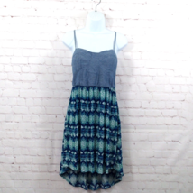 No Boundaries Dress Womens Medium Blue Geometric Sleeveless Chambray Y2K... - $19.99