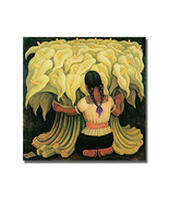 Girl with Lilies by Diego Rivera Stretched Canvas Art (14 in x 14 in) - £76.37 GBP