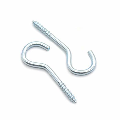 Bluemoona 25 Pcs - 58mm Screw-in Hooks Eye Bolts Eyes C Shape Screw Open Ring To