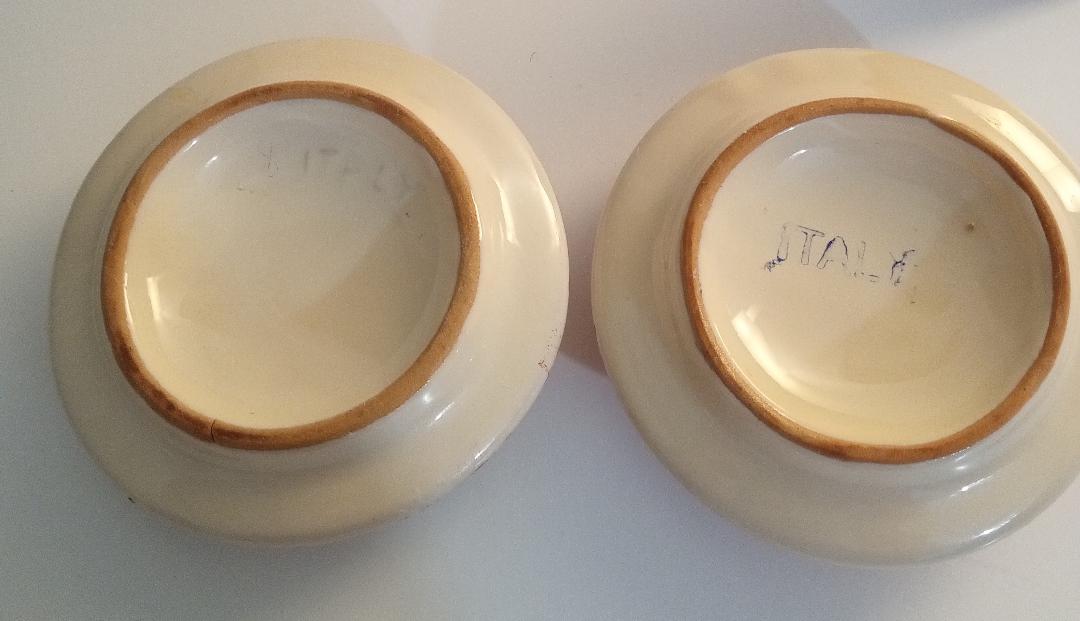 Image 3 of Italian Pair of Lady Salt Cellars Table Top Decor Handmade In Italy Hand painted