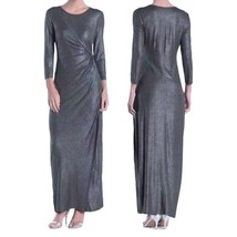 Spense Foil Side Knot Maxi Dress Small 2 4 Shimmering Heather Charcoal Gray NWT - £52.52 GBP