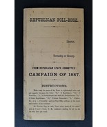 1897 antique POLITICAL REPUBLICAN POLL-BOOK campaign of 1887 empty journal - £27.33 GBP
