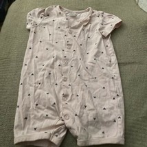 H&amp;M Baby Girls one piece outfit Pink w/ Gray Hearts 9 to 12 months - £3.09 GBP