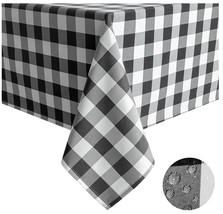 Tektrum 60&quot;X102&quot; Rectangle Tablecloth-Waterproof/Heavy Duty-Black/White Checker - £18.97 GBP
