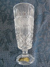 Vintage Bohemia Czech 8” 24% Lead Crystal Vase Glass Diamond Point  - £13.63 GBP