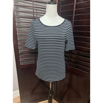 Tommy Hilfiger T-Shirt Women&#39;s XL Blue Stripe Short Sleeve Scoop Neck Cotton - £12.62 GBP