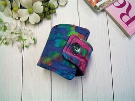 Handmade &quot;BAJA BLUE&quot; Wrap Cuff Bracelet - Batik Fabric, Tie-Dye, Boho, Hippie - £6.79 GBP