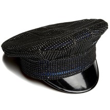 Rhinestone Captain Hat Shiny Metallic Bling Patrol Dance Costume Black 995105 - £43.51 GBP