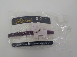 Mionne Kyung Sung Accessories Girls Hair Barette White Dog W/ Rhinestone Collar - £7.85 GBP