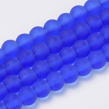 Transparent Glass Bead LOT OF 10 Strands Frosted Rnd Blue 8mm   FB54 - £10.24 GBP