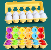 12 Matching Eggs Montessori Sensory Baby Toys Easter Puzzle Eggs Colors Shapes  - £10.35 GBP