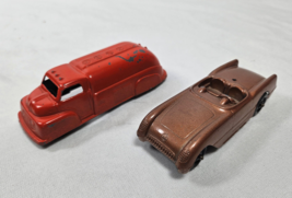 Vintage Tootsie Toy 1954 Chevrolet Corvette &amp; 1949 Ford Oil Tanker Diecast Lot - £31.30 GBP