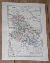 1887 Original Antique Map Of Department Of Yonne Auxerre / France - $24.80