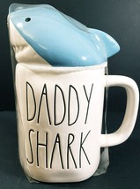 Rae Dunn Daddy Shark Lidded Mug With Shark Head Topper White by Magenta NWT - $17.75