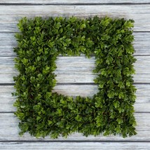 Pure Garden 16 Inch Square Boxwood Wreath Indoor Outdoor Artificial - $62.99