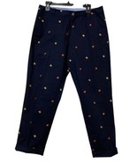 Talbots “Fall Leaves” The Weekend Chino Pants Womens 12 Navy Blue Embroi... - $29.69