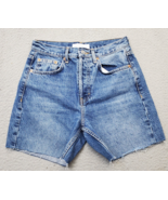 Topshop Denim Shorts Womens Size 32/27 Blue Cotton Pockets High Rise But... - $33.42 CAD