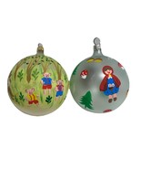 Vintage 1998 Hand Painted Red Riding Hood/3 Pigs Christmas Ornaments Set... - $349.95 MXN