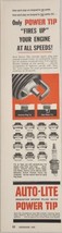 1956 Print Ad Auto-Lite Resistor Spark Plugs with Power Tips GM &amp; Chrysler Cars - $14.86
