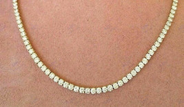 Women&#39;s Tennis Necklace 3mm Round Shinning Moissanite Solid 925 Silver - 20&quot; - £184.44 GBP