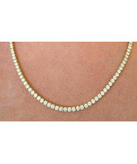 Women&#39;s Tennis Necklace 3mm Round Shinning Moissanite Solid 925 Silver -... - £181.33 GBP