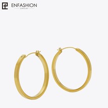 Vintage Circle Large Hoop Earrings Matte Gold color Earings Stainless Steel Big  - £38.66 GBP