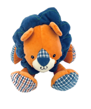 Baby Levi Lion Mary Meyer Plush Orange Plaid Feet Ears Nose Corduroy Mane 8&quot; - $19.25