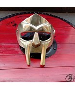Medieval Knight MF DOOM Mask Mad-villain Mild Steel Face Brass Finish Ar... - £36.41 GBP