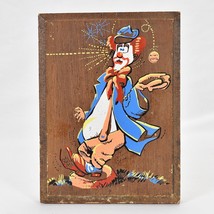 Vintage 70s Pressboard Character Decorative Hanging Plaque Clown Baseball Art - £14.19 GBP