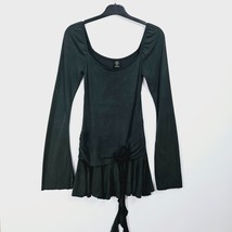 Urban Outfitters Cupro Rosette Long Sleeve Black Playsuit Size Small - £14.81 GBP