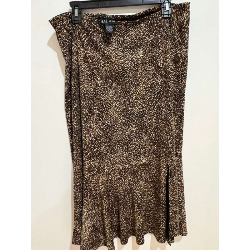 D.F.A. New York Brown Abstract Print Skirt Women’s Size Large Polyester Item image 3