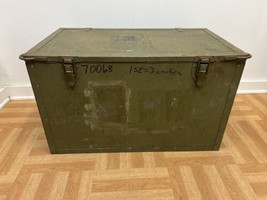 Vintage Military Storage Chest w Tray Wood Trunk green tool box foot loc... - £79.67 GBP