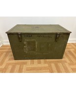Vintage Military Storage Chest w Tray Wood Trunk green tool box foot loc... - £78.62 GBP