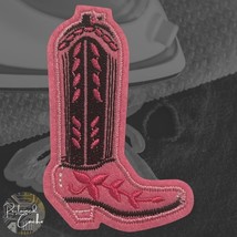 Cowboy Boot in Pink and Black Detailed Iron On Patch - $4.00
