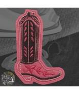 Cowboy Boot in Pink and Black Detailed Iron On Patch - $4.00
