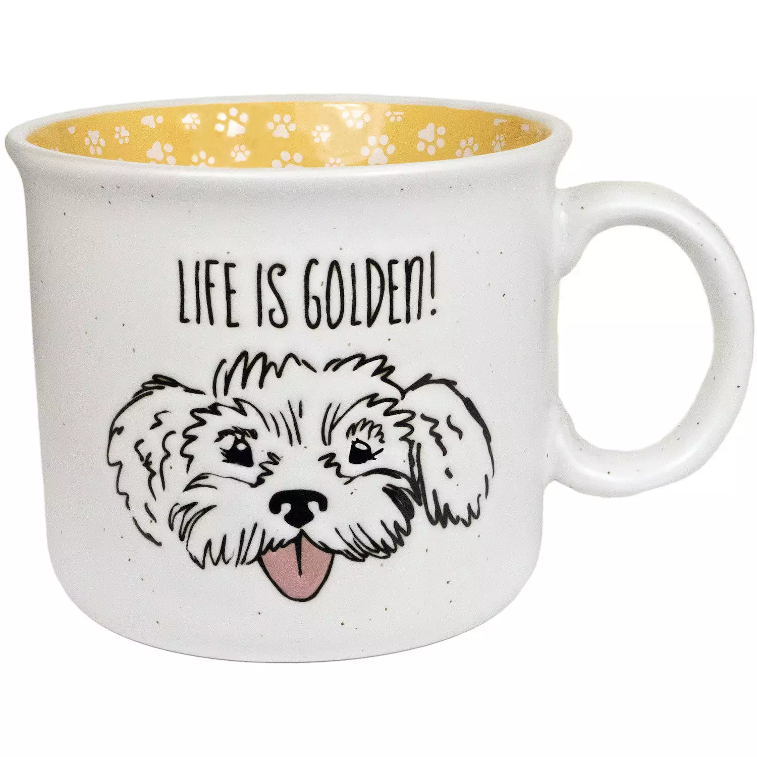 NEW Life Is Golden Stoneware Mug XL 25 oz. w/ goldendoodle dog &amp; pawprin... - $15.72 CAD