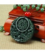 Natural He-tian Stone Hand-carved Dragon Eight Trigrams Pendant Necklace  - $25.00
