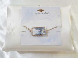 Inspired Life 7-8 &quot; Blue Stone Cluster Slider Bracelet W106 - £9.62 GBP