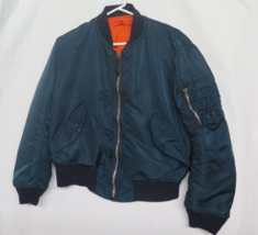 Vtg Alpha Industries MA-1 Bomber Jacket Mens Small Navy Blue Flyers Intermediate - £35.48 GBP