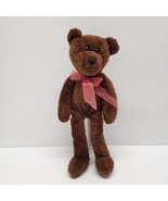 Commonwealth Brown Teddy Bear Long Legs Red Bow Floppy Beanbag Plush 13&quot; - $551.74 MXN