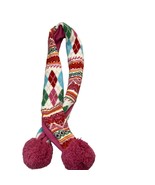 Gap Colorful Knit Scarf With Pom Poms &amp; Argyle Pattern For Girls - $15.78 CAD