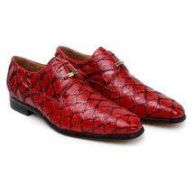 Belvedere Men's Shoes Renzo Pirarucu Lace Up Derby's Red BR01 image 3