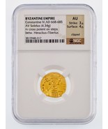 Byzantine Empire AU Solidus of Constantine IV AD 668-685 Graded by NGC a... - £899.15 GBP